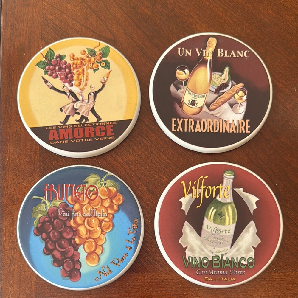 Pottery Barn Vintage Wine Coasters Set - Multicolor